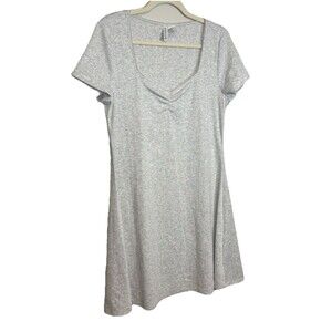 H&M XL Coquette Dress Romantic Balletcore Preppy Jersey Knit Grey Skater Womens